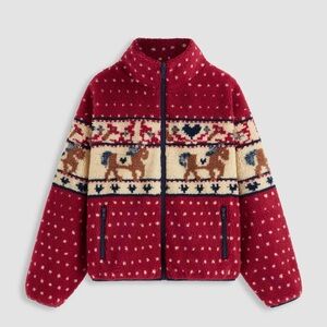 NWT Cider Sherpa Fleece Zip Up Nordic Print Jacket